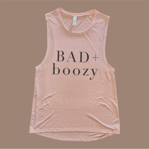 Peach Sleeveless Graphic‎ Tank Top Bad + Boozy